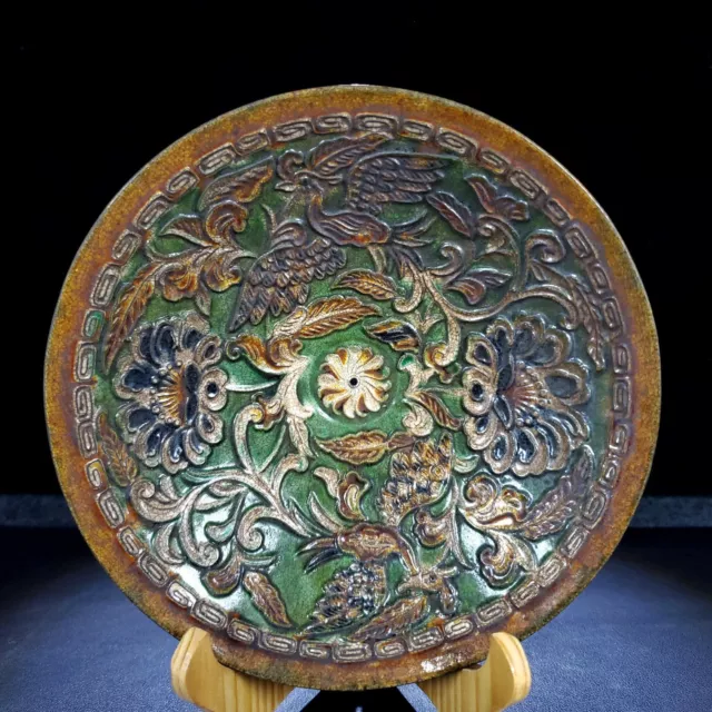7.2 " China antique Tang Dynasty Tang tricolor pattern Bamboo hat bowl