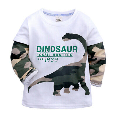 Infant Toddler Baby Boys Girls Cartoon Dinosaur Camouflage Tops T-shirt Clothes