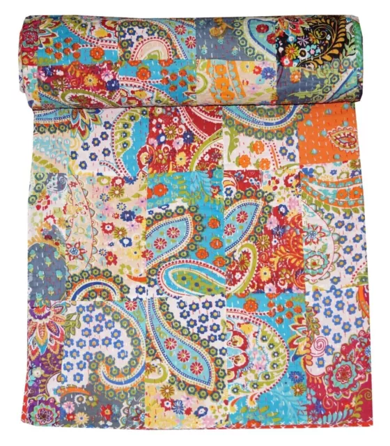 Kantha Vintage Patchwork colcha india hecha a mano edredón tirar mantas de...