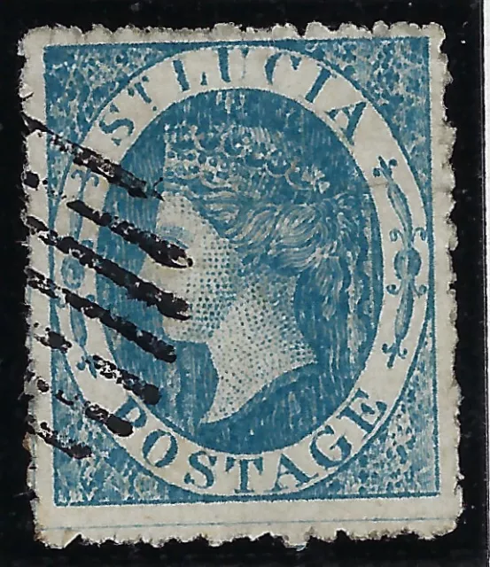 ST LUCIA: 1860 (4d) blue lithographed FORGERY SG2 'used'