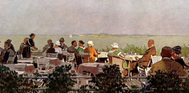 Cafe on Heligoland XL 1925 art print by Arthur Leissner Germany Island + 2