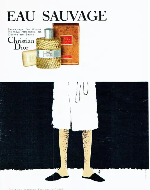 PUBLICITE ADVERTISING 066  1967   Dior  Eau Sauvage  par René Gruau after-shave