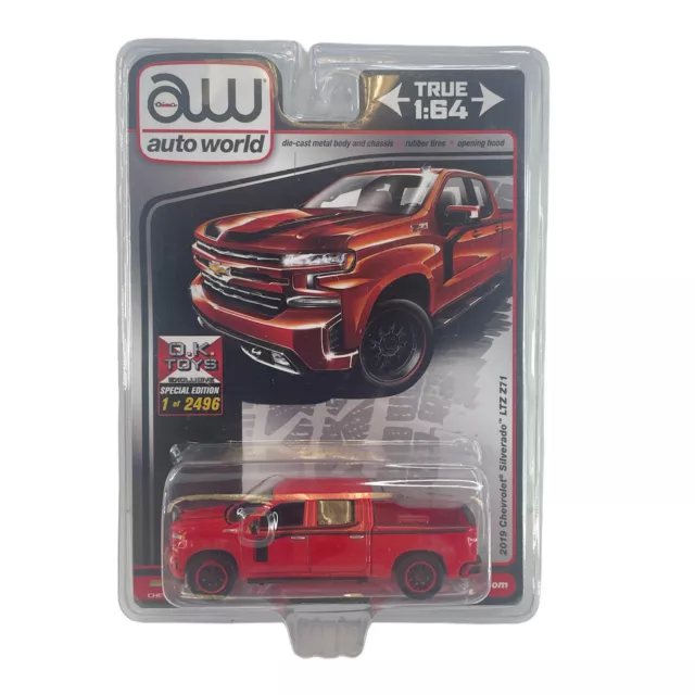 2019 Chevrolet Silverado LTZ Z71 Pickup Truck 1/64 Diecast Model Car Toys - Red