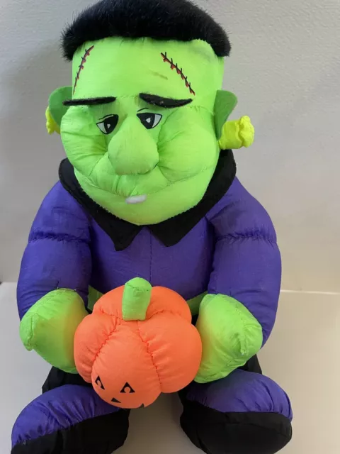 Stuffins Frankenstein 1994 Plush Halloween Pumpkin Cute Green Purple Cuddly