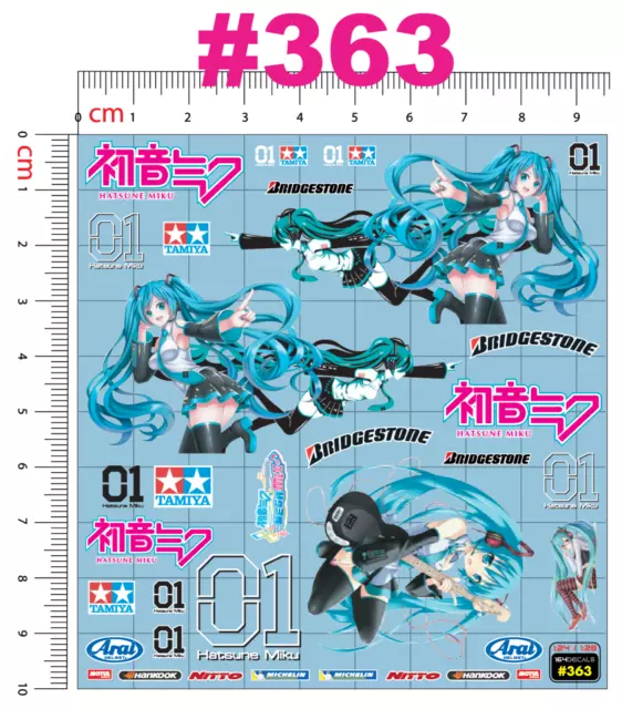 1x Anime Itasha Water Slide Decal White Toner 1/24- 1/28 RC Model Dicast Hot#363