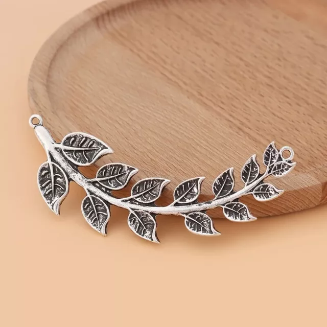 5 x Tibetan Silver Tone Large Leaf Connector Charms Pendants for Jewelry Making