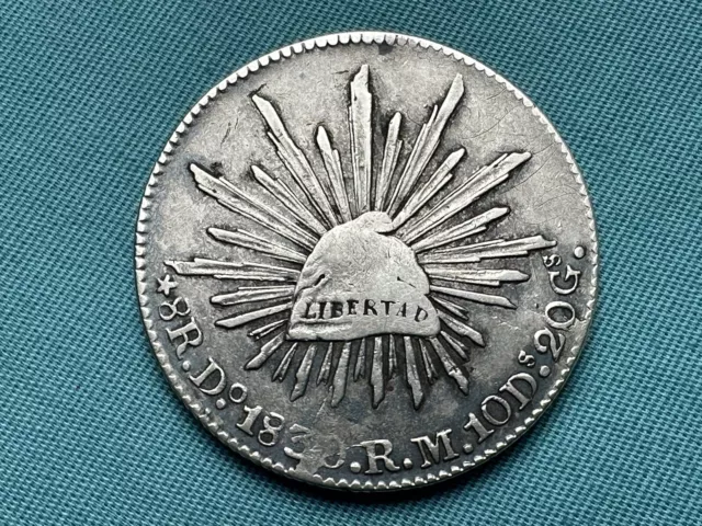 1830 Do Mexico 8 Reales Cap & Rays Silver Coin