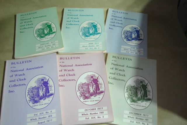 NAWCC Bulletins, lot of 6, all 1977, Complete Year