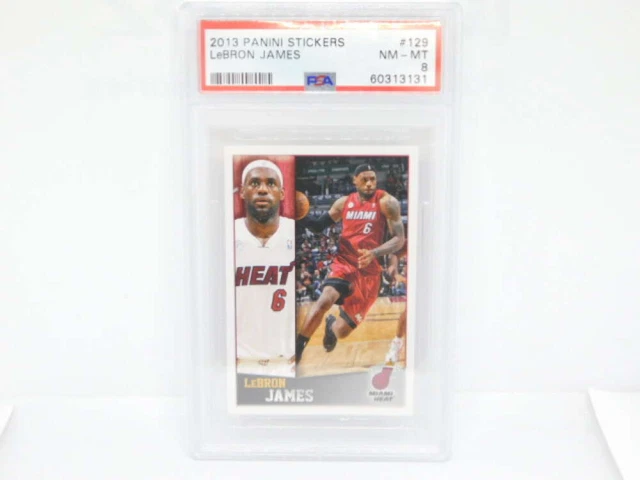 2013-14 Panini Stickers #129 LeBron James Miami Heat NM-MT PSA 8 Serial Number M