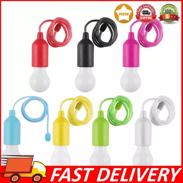 LED Colorful Pull Cord Bulb Battery Powered Outdoor Camping Hanging Light Bulbs