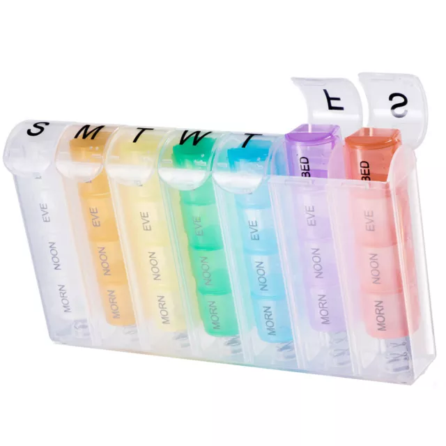 7 Day Medication Compartment Container  Weekly Pop Up Pill Box Storage Organizer