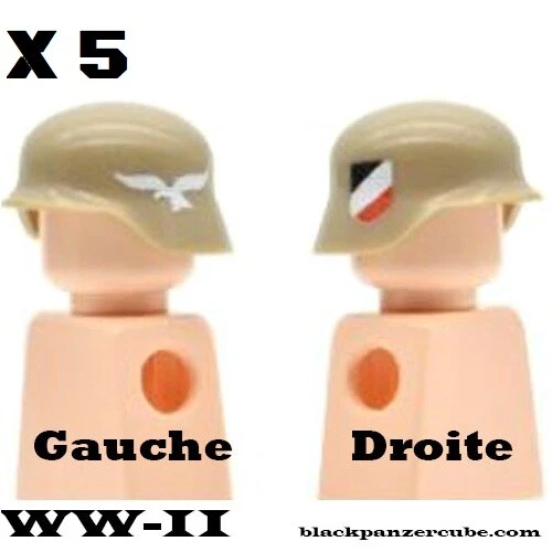 Lot De 5 Casques Guerre Mondiale Pour Figurines - Minifig Soldat WW1 WW2, Qualité Emboîtage Parfaite