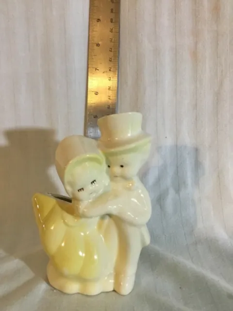 Planter Boy and Girl Vintage Formally Dressed 5 inches Yellow and White