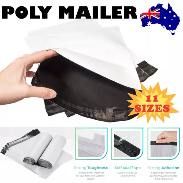 White Poly Mailer Plastic Satchel Parcel Courier Self Sealing Shipping Bags AU