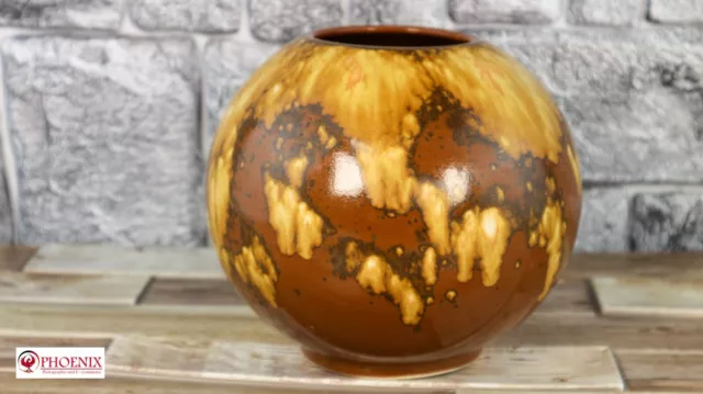 alte Blumenvase Schreier Keramik 1960er Jahre braun vintage Vase Farbverlauf