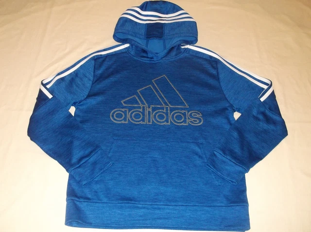 Adidas Long Sleeve Heather Blue Hoodie Boys Large 14-16 Excellent Condition