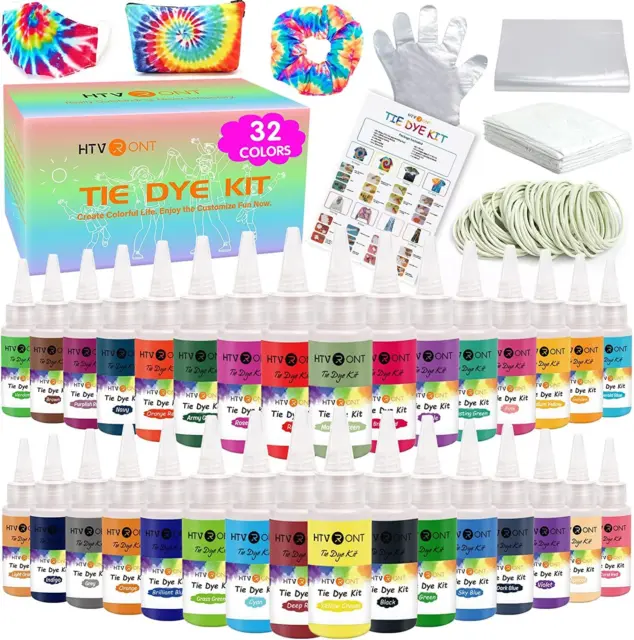 Kit de tinte de corbata HTVRONT - 32 botellas precargadas de colores vibrantes 32