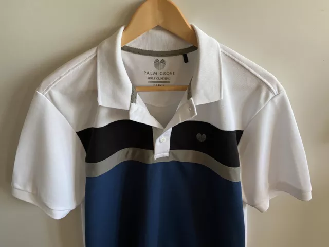 Palm Grove Golf Polo Shirt Mens Short Sleeved Navy White Mix Sz Large Immaculate 3