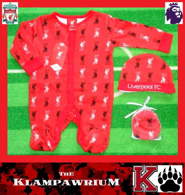⚽️LIVERPOOL FC⚽️Official⚽️Babys SLEEPSUIT, HAT & MITTENS Set⚽️Newborn⚽️NEW⚽️31⚽️