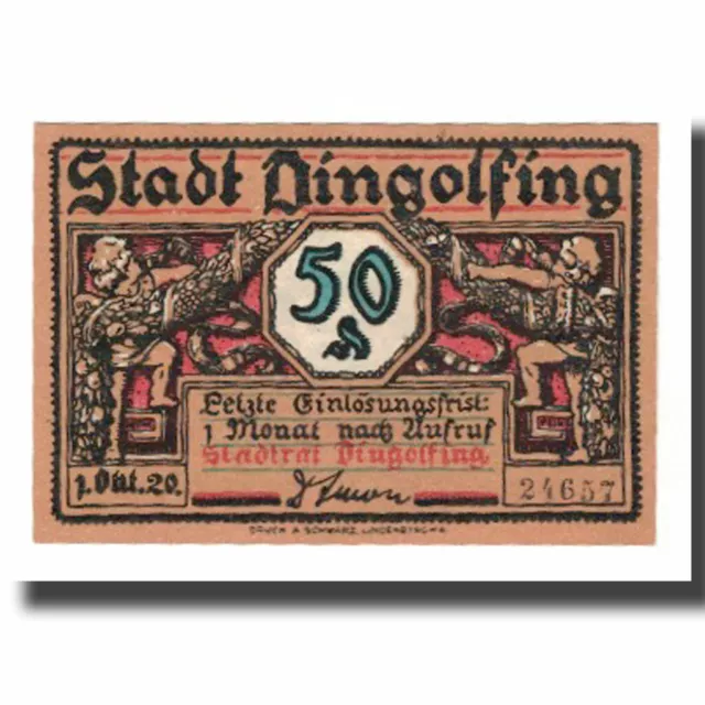 [#669036] Geldschein, Deutschland, Dingolfing Stadt, 50 Pfennig, village 1, 1920