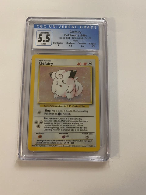 Pokémon - Base Set clefairy black dott error misprint cgc psa