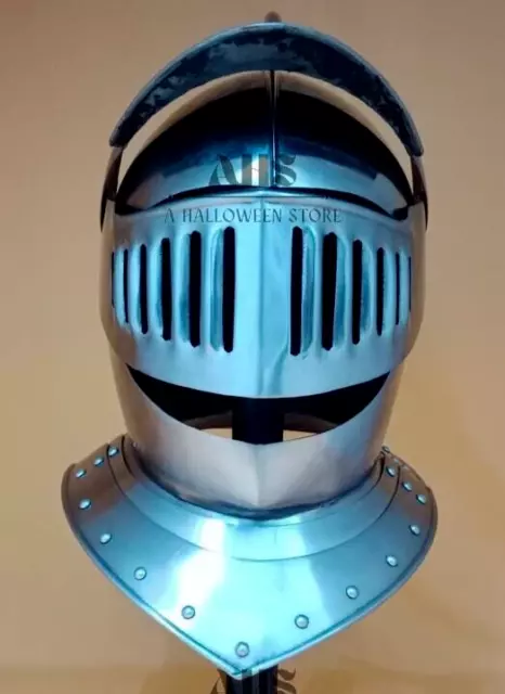 Medievale Knight Europeo Closed Doppio Viso Burgonet Riproduzione Armor Regalo