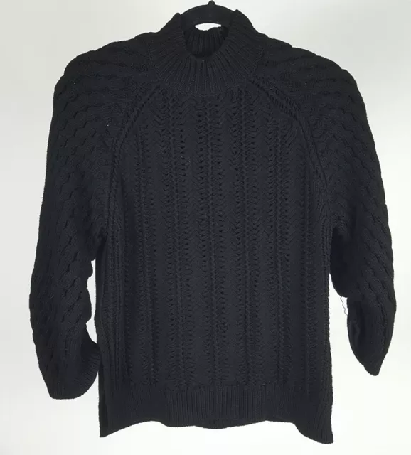 Women's 3.1 Phillip Lim Black Chunky Knit Pullover Sweater Size S