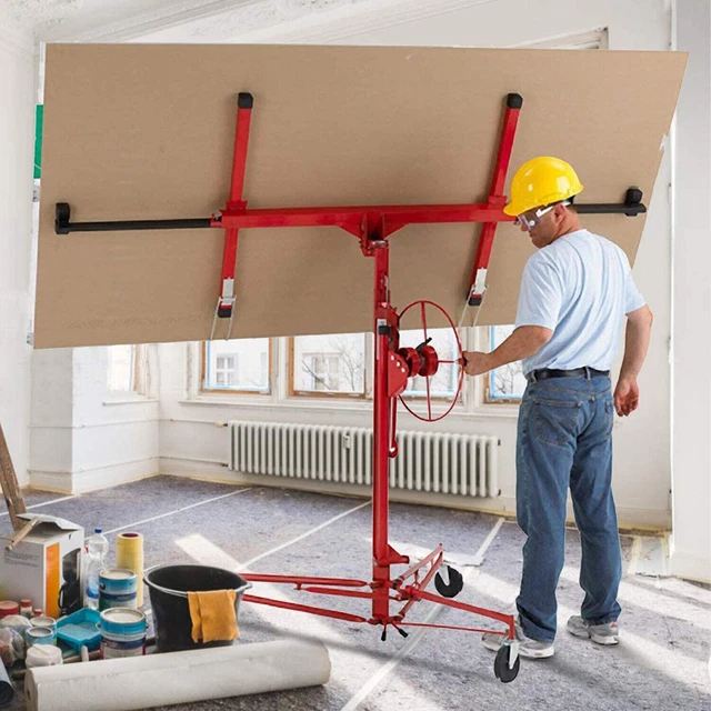 11FT Drywall Lift Panel Hoist Sheetrock Plasterboard Jack Lifter Rolling Tool
