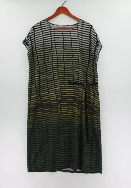 BUYKUD Tunic Dress Womens One Size Green Ombre Artsy Abstract Print Lagenlook