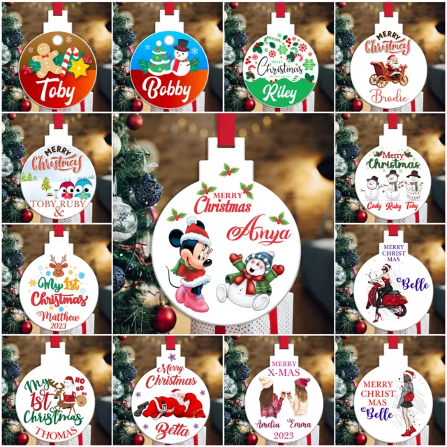 PERSONALISED ACRYLIC CHRISTMAS Bauble Xmas Tree Decoration for Family Gift 2023 £4.89 PicClick UK