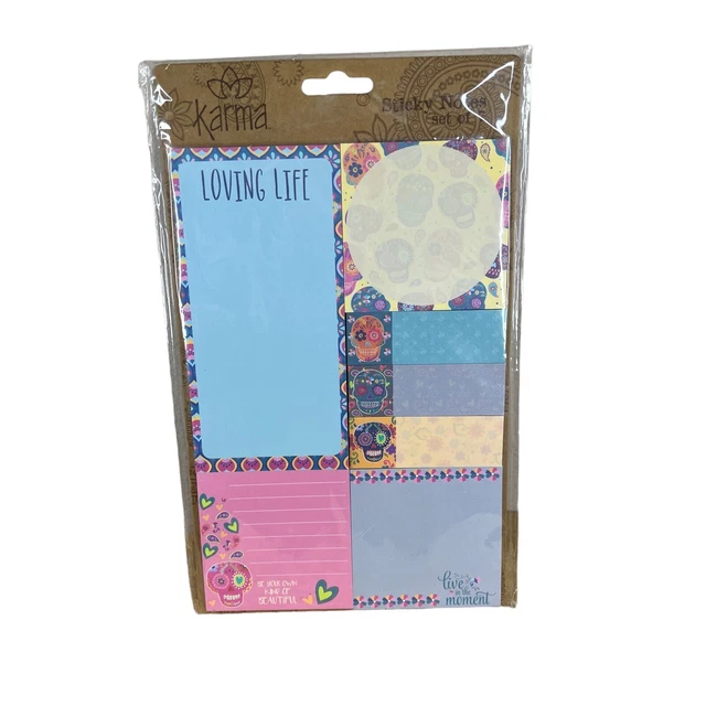 Karma Gifts Sticky Note Set Day Of The Dead Colorful Office Supplies