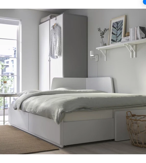 IKEA FLEKKE DAY bed frame With 2 drawers white Double Single King size