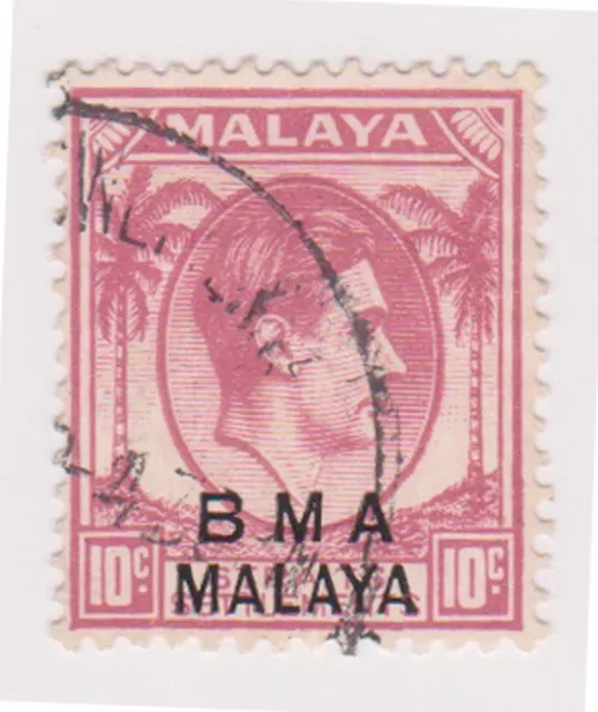 (MS-122) 1945 Malaya BMA O/P 10c red & black KGV (J)