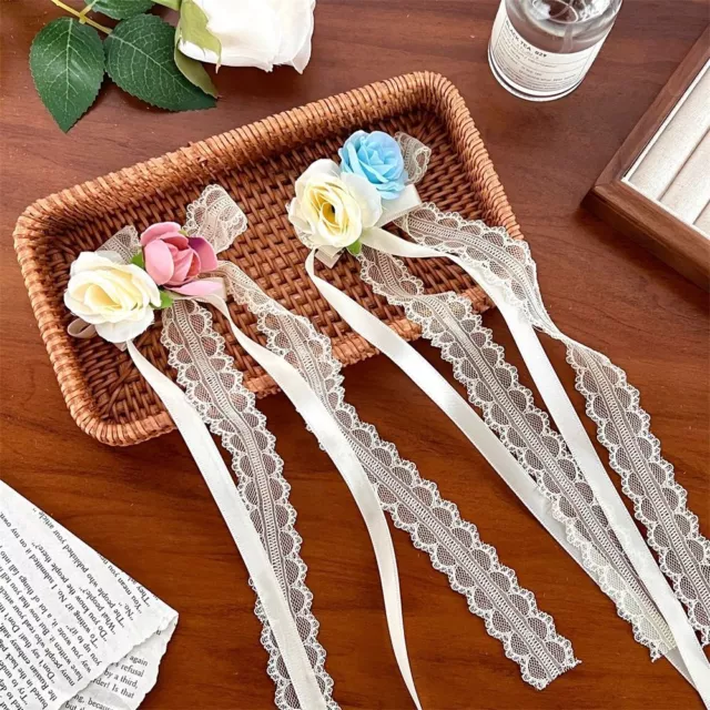 Tassel Mesh Rose Flower Hairpins Lace Bowknot Girls Hair Clip  Holiday