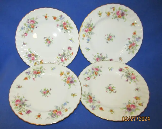 4 Vintage Minton Bone China England Marlow Pattern Salad Lunch Plates  7 7/8"