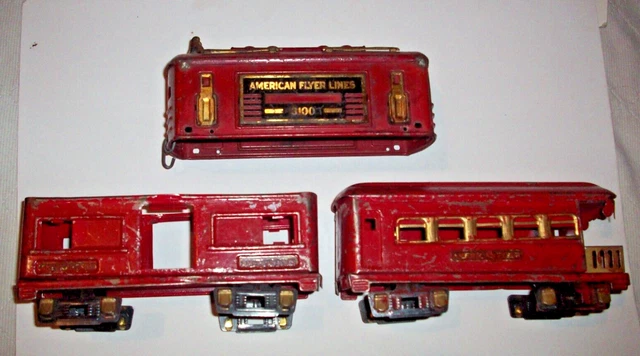 AMERICAN FLYER PRE War Electric Locomotive 3100 Baggage Observation LOT