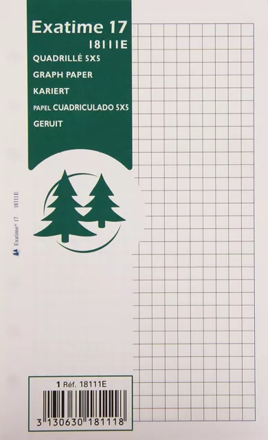 [Ref:18111E] EXACOMPTA Recharge accessoire Exatime 17 quadrillé 5x5 44