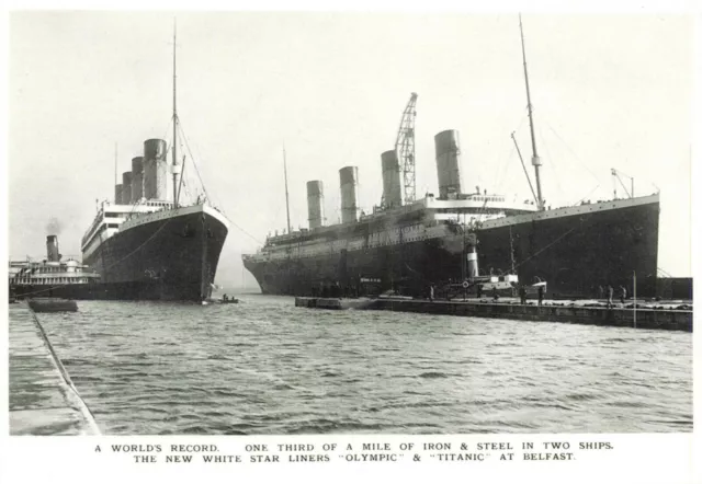 Postcard, Sister Ships White Star Liners RMS Titanic & Olympic at Belfast