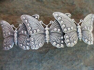 Butterfly Silver Plated French Clip Hair Barrette 70MM Clip Made in USA 6054S