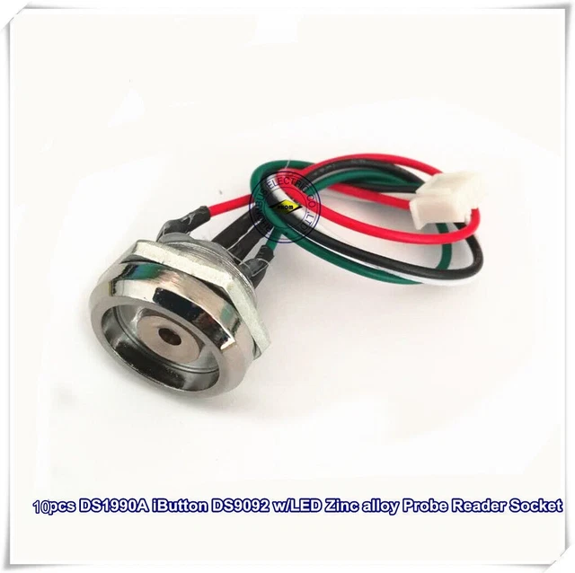 10pcs DS1990A iButton DS9092 w/LED Zinc alloy Probe Reader Socket