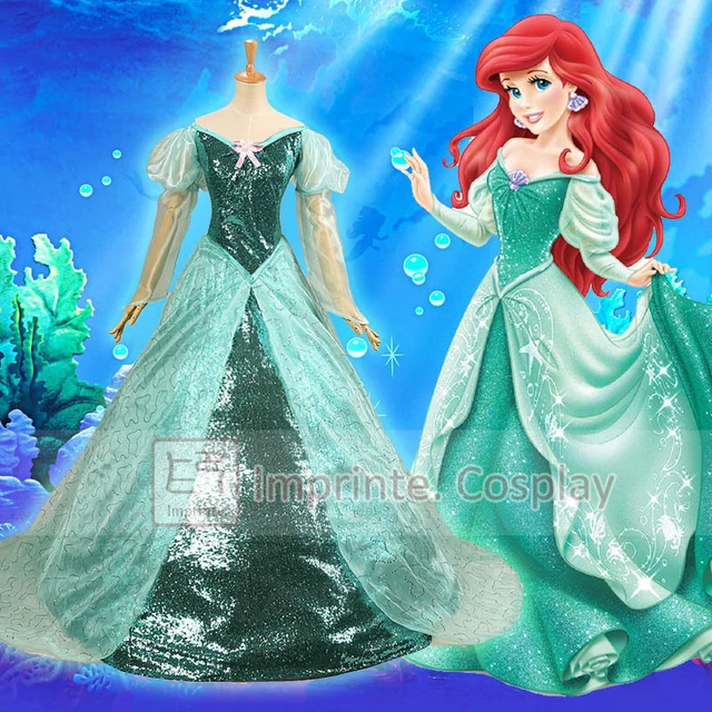LA PETITE SIRÈNE Ariel Vert Robe Luxe Adulte Costume Cosplay EUR