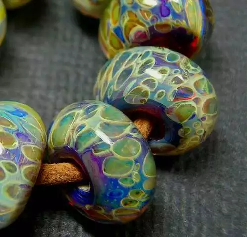 5FISH ~ Handmade Lampwork Boro Spacer Beads ~ Cloud Ten (8)