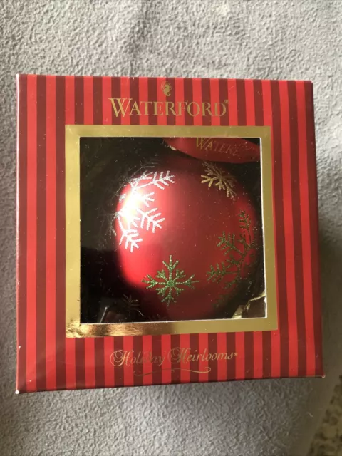 Waterford Holiday Tree Ball Hand Blown Glass Ornament NIB- Beautiful