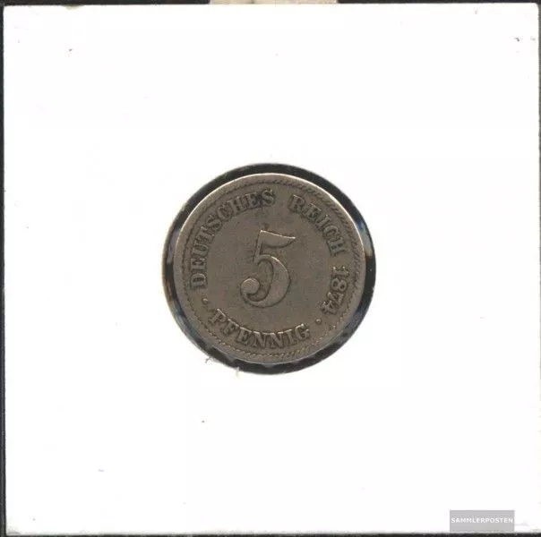 Deutsches Reich Jägernr: 3 1875 A sehr schön Kupfer-Nickel 1875 5 Pfennig Kleine
