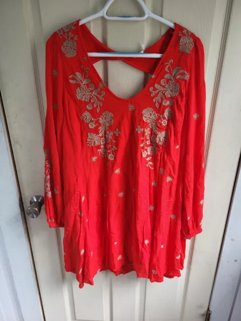 Free People Sweet Tennessee Embroidered Mini Dress Size Small Very Good...