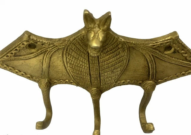 Golden Bat Coat Hook Hanger Antique Key Towel Hat 3 Hooks Rack Wall Decor 6.2"