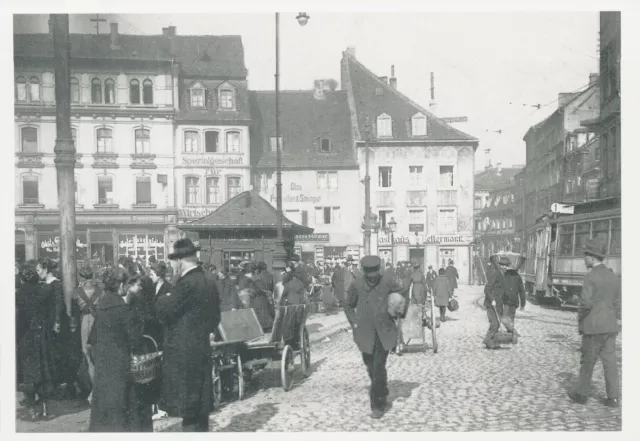 AK Saarbrücken, St. Johanner Markt, Markttag, Straßenbahn