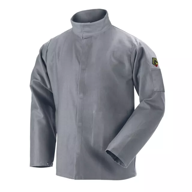 Black Stallion NFPA 9oz Gray FR Cotton Welding Jacket (3X-Large) (JF2220-GY)