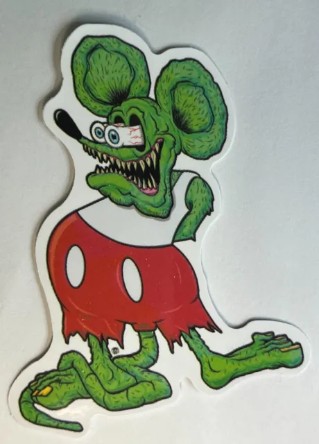 Rat Fink R.F. Mickey Mouse  ~*~ Vinyl Sticker Decal - Big Daddy Ed Roth Hot Rod