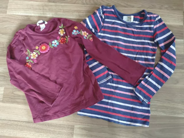 H&M Mädchen Langarmshirt Set 2tlg Gr. 122 weinrot blau gestreift